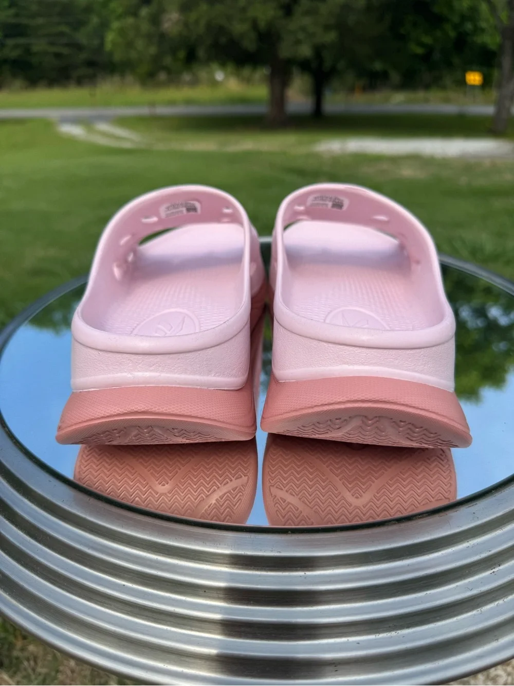 Reebok Light Pink and Coral Slide Sandals - Picture 3 of 4